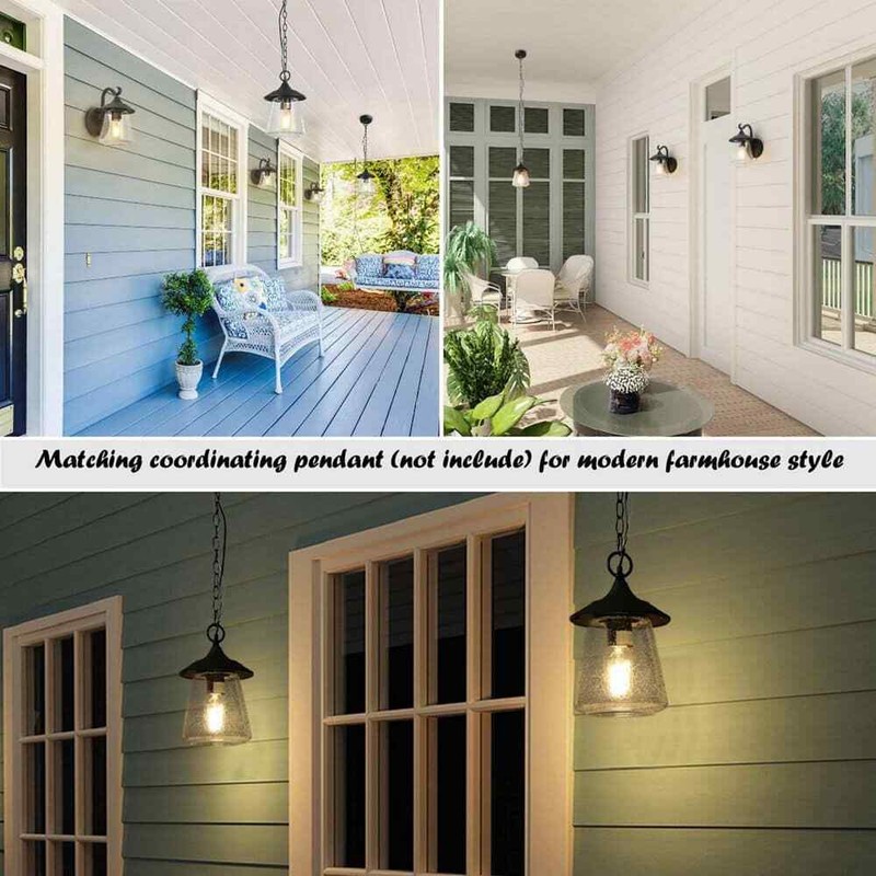 LNC Modern Frosted Black Porch Outdoor Wall Sconce 1-Light Classic Exterior - Image 9