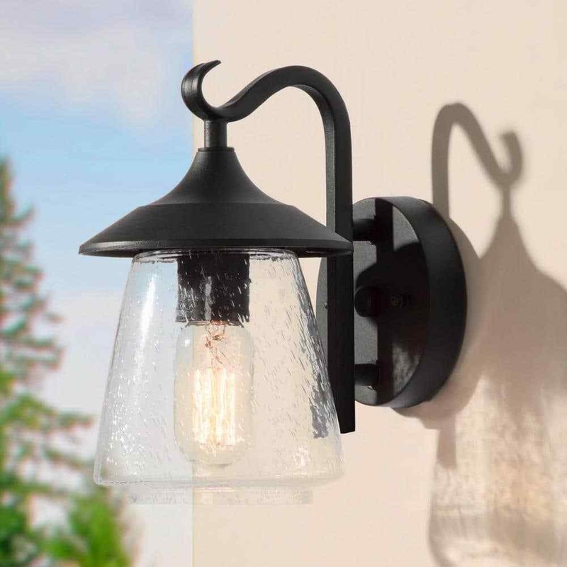 LNC Modern Frosted Black Porch Outdoor Wall Sconce 1-Light Classic Exterior - Image 10