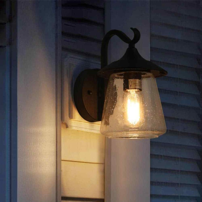 LNC Modern Frosted Black Porch Outdoor Wall Sconce 1-Light Classic Exterior - Image 11