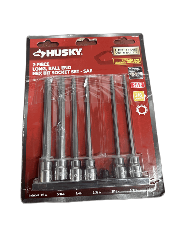 Husky 3/8 in. Drive SAE Long Ball Hex Bit Socket Set (7-Piece) MISSINGG 3/16