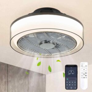 ANTOINE 16 in. Indoor Smoky Gray Ceiling Fan w/Dimmable LED, Flush Mount+Remote
