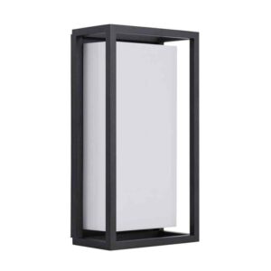 HDC Abbey 14 in. Modern 1-Light Sand Black LED Hardwired Outdoor Wall Lantern