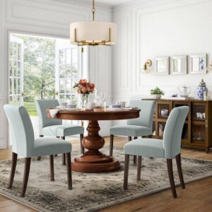 StyleWell Banford Charleston Blue Upholstered Dining Chairs w/ Wood Legs 2pc