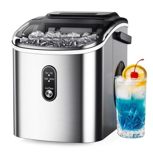 SIMZLIFE 9 in. 26.5lb./24H Bullet Ice Countertop Portable Ice Maker in Silver