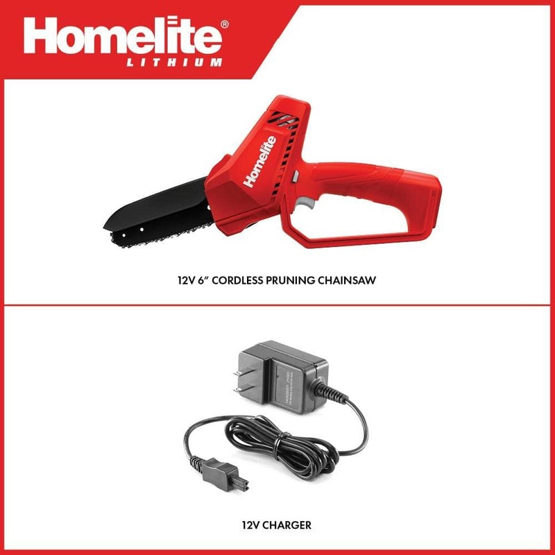 Homelite 12V 6" Battery Pruning Mini Chainsaw w/Internal 2.5Ah Battery & Charger - Image 3