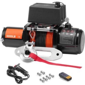 SKYSHALO Electric Winch, 6000 lbs., 12V DC Truck Winch with 1/4 in. x 55 ft.