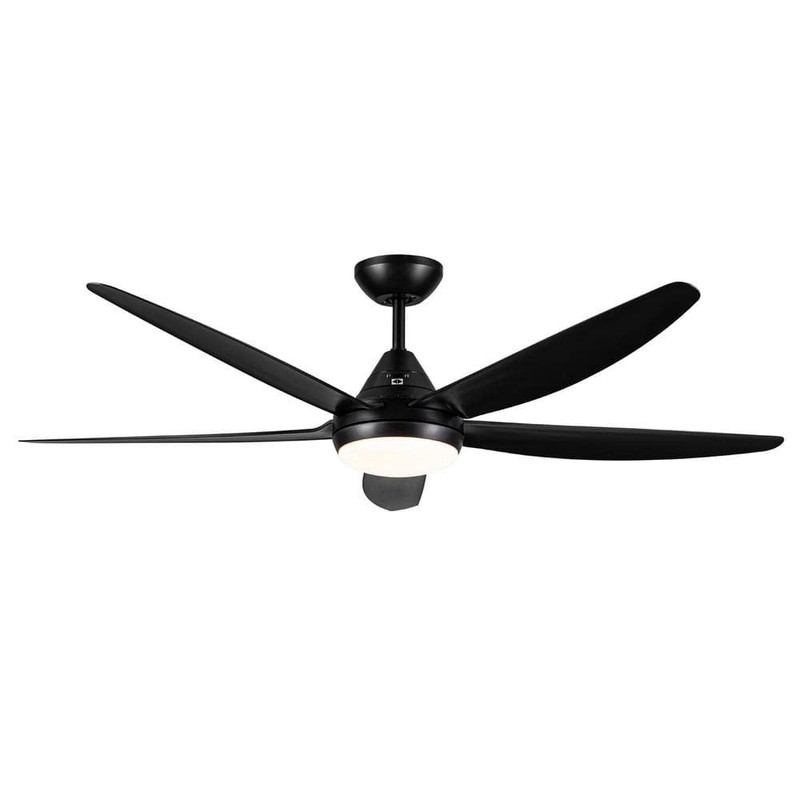 PUDO 56 in. Integrated LED Indoor Black Ceiling Fan Lighting with 5 Black Blades