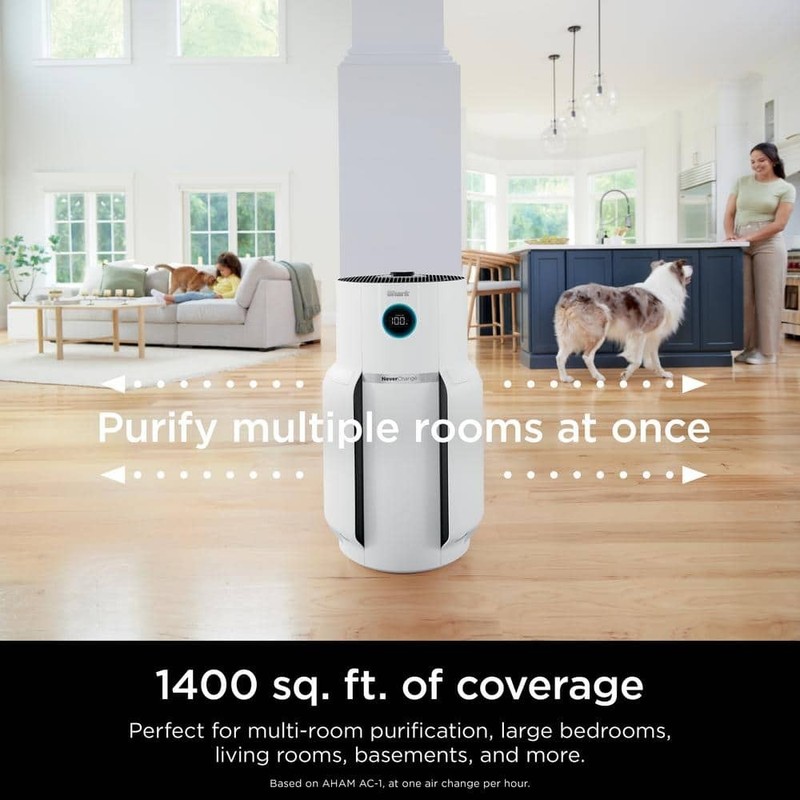 Shark NeverChange HEPA Tower Air Purifier 1400 sq ft White Odor Neutralizing - Image 8