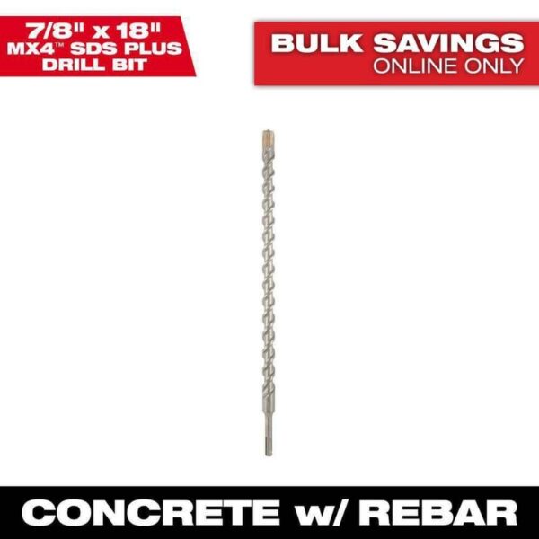 Milwaukee 7/8 in. x 18 in. 4-Cutter SDS-PLUS Carbide Drill Bit