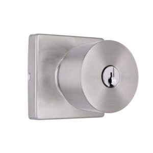 Home Decorators Ridgeway Satin Nickel Keyed Entry Door Knob with Square Rose