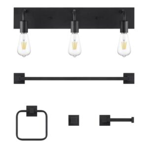 Hampton Bay Northvale 24in 3 Light Bath Vanity Light Matte Black