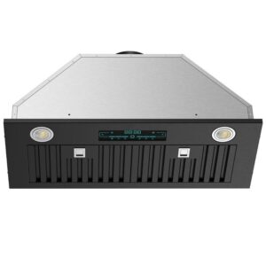Denjol 27.8 in. 900 CFM Convertible Ductless Insert Range Hood In Black