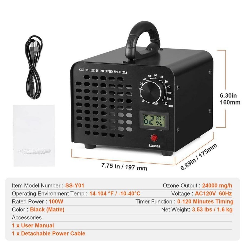 SKYSHALO Ozone Generator, 3230 sq. ft. HEPA-Type Ozone Generator in Black - Image 8