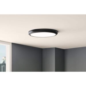 Commercial Electric 15 in. White Round LED Flush Mount with Night Light