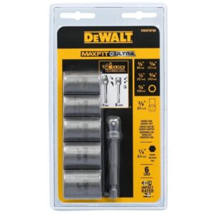 DEWALT MAXFIT ULTRA 3/8" Carbon Steel Drive Socket Set (6-Piece) w/1/4" Adapter
