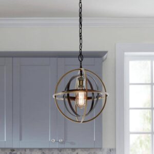 HDC Barton Bay 1-Light Bronze & Champagne Pewter Orb Mini Pendant Hangling Light