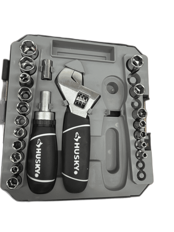 Husky 1/4 in. and 3/8 in. Stubby Ratchet and Socket Set (46-Piece) MISSING
