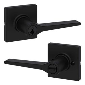 Kwikset Hollis Matte Black Keyed Entry Door Lever Featuring SmartKey Security