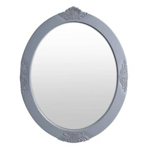 Home Decorators Winslow 30x38 Oval Wood Bathroom Vanity Mirror Antique Gray