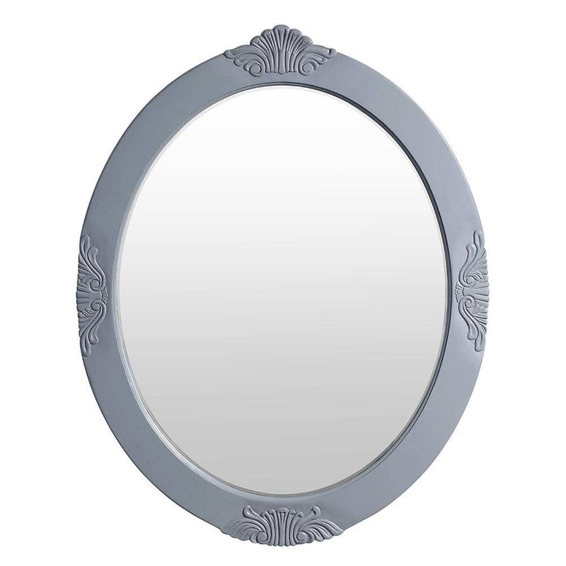Home Decorators Winslow 30x38 Oval Wood Bathroom Vanity Mirror Antique Gray