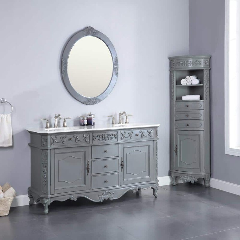 Home Decorators Winslow 30x38 Oval Wood Bathroom Vanity Mirror Antique Gray - Image 2