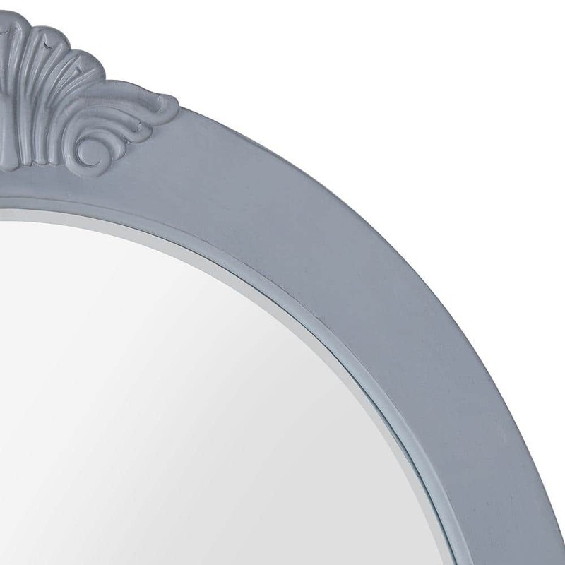 Home Decorators Winslow 30x38 Oval Wood Bathroom Vanity Mirror Antique Gray - Image 3