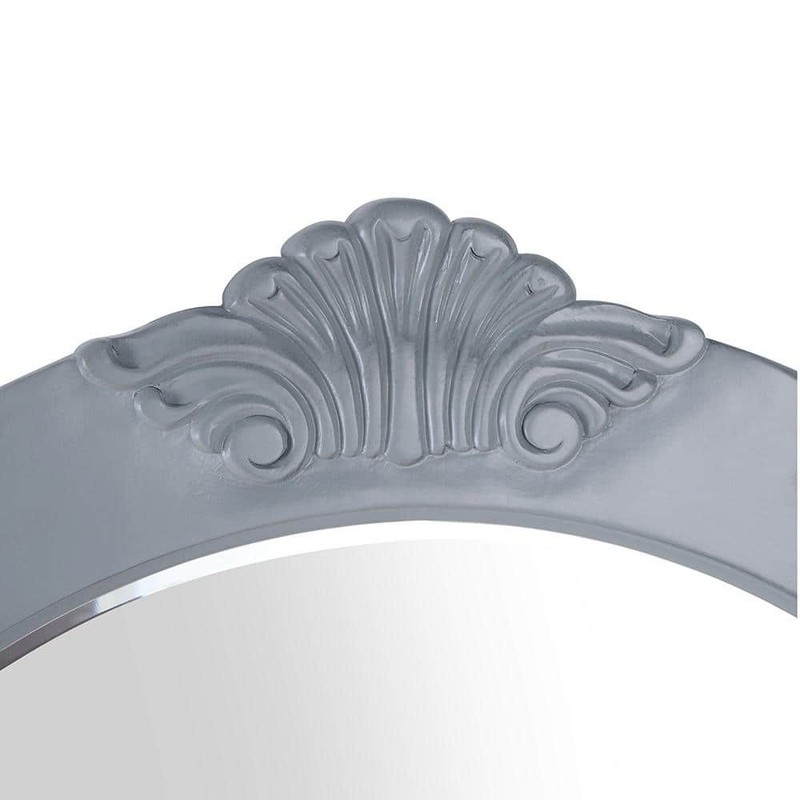 Home Decorators Winslow 30x38 Oval Wood Bathroom Vanity Mirror Antique Gray - Image 4