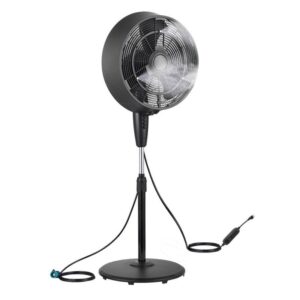 Pelonis 18 in. 3 Speeds Outdoor Misting Pedestal Fan in Black up to 500 sq. ft