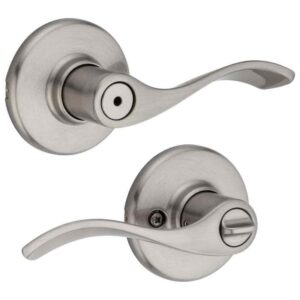Kwikset Balboa Satin Nickel Privacy Handle Lock for Bedroom/Bath Microban