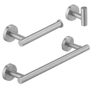 HOMEMYSTIQUE 3-Piece Bathroom Hardware Set Towel Bar Hook TP Holder Brushed N