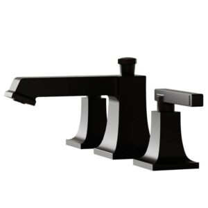 BWE 8 in. Widespread Double Handle High-Arc Bathroom Faucet Matte Black w/ Drain