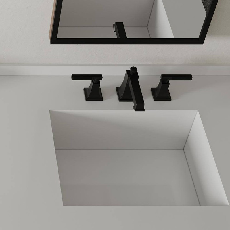 BWE 8 in. Widespread Double Handle High-Arc Bathroom Faucet Matte Black w/ Drain - Image 4