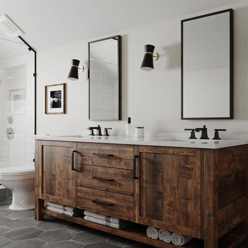 BWE 8 in. Widespread Double Handle High-Arc Bathroom Faucet Matte Black w/ Drain - Image 6