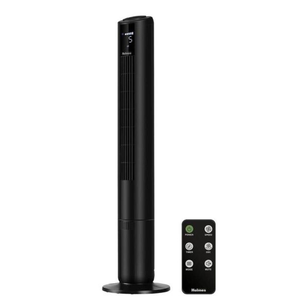 Holmes 42 in. Oscillating 5 Speed Digital Tower Fan Black with ClearRead Display