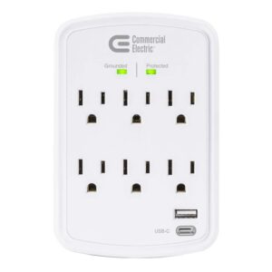 Commercial Electric 6-Outlet Surge Protector Wall Mounted in White
