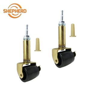 Shepherd 2 1/8 in. Black Rubber and Gold Steel Adjustable Bed Frame Stem Casters