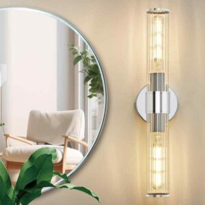 Deyidn 19.84 in. 2-Light Chrome Vanity Lights Fixtures with Threaded Glass Shape