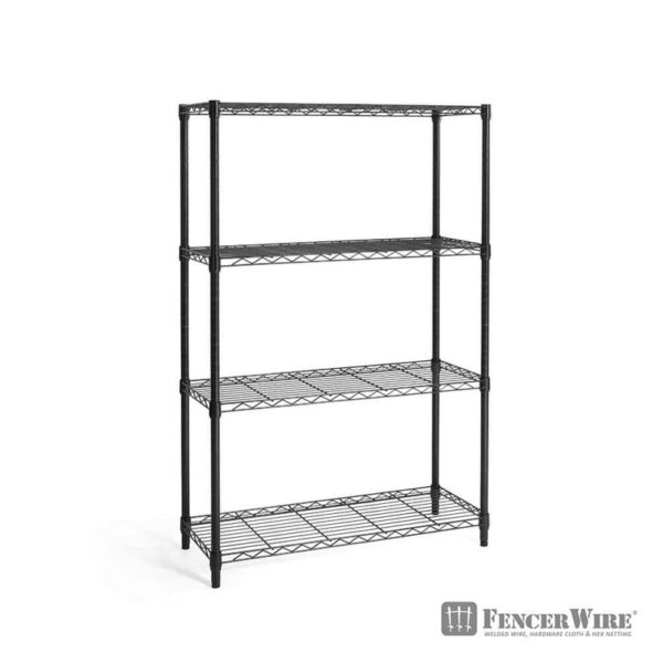 Fencer Wire 4-Tier Black Adjustable Wire Shelving Unit Garage Storage 36x14x54
