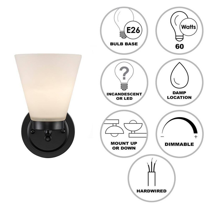 Bel Air Lighting Fifer 1-Light Black Indoor Wall Sconce Light Fixture - Image 3