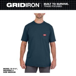 Milwaukee Men's X-Large Blue GRIDIRON Cotton/Polyester Short-Sleeve T-Shirt