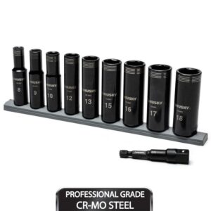 Husky 3/8 in. Drive Thin Wall Deep Metric Impact Socket Set 6-Point (10-Piece)