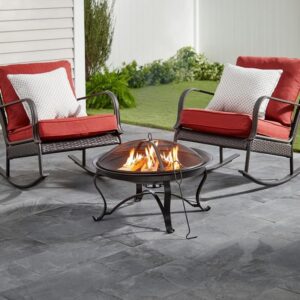 Hampton Bay Sadler 29.33 in. D 19.21 in. H Round Steel Wood Fire Pit in Bronze