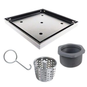 RELN 8" x 8" Stainless Steel Square Shower Drain with Tile Insert Drain Cover