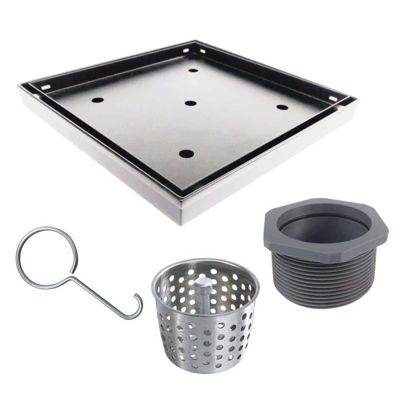RELN 8" x 8" Stainless Steel Square Shower Drain with Tile Insert Drain Cover
