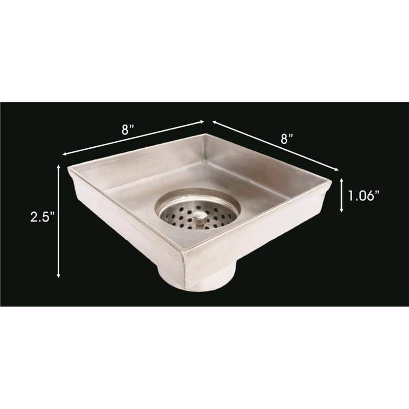 RELN 8" x 8" Stainless Steel Square Shower Drain with Tile Insert Drain Cover - Image 2