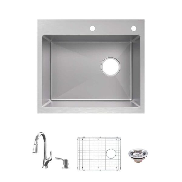Glacier Bay Dolancourt 25in Single Bowl SS Sink w Faucet