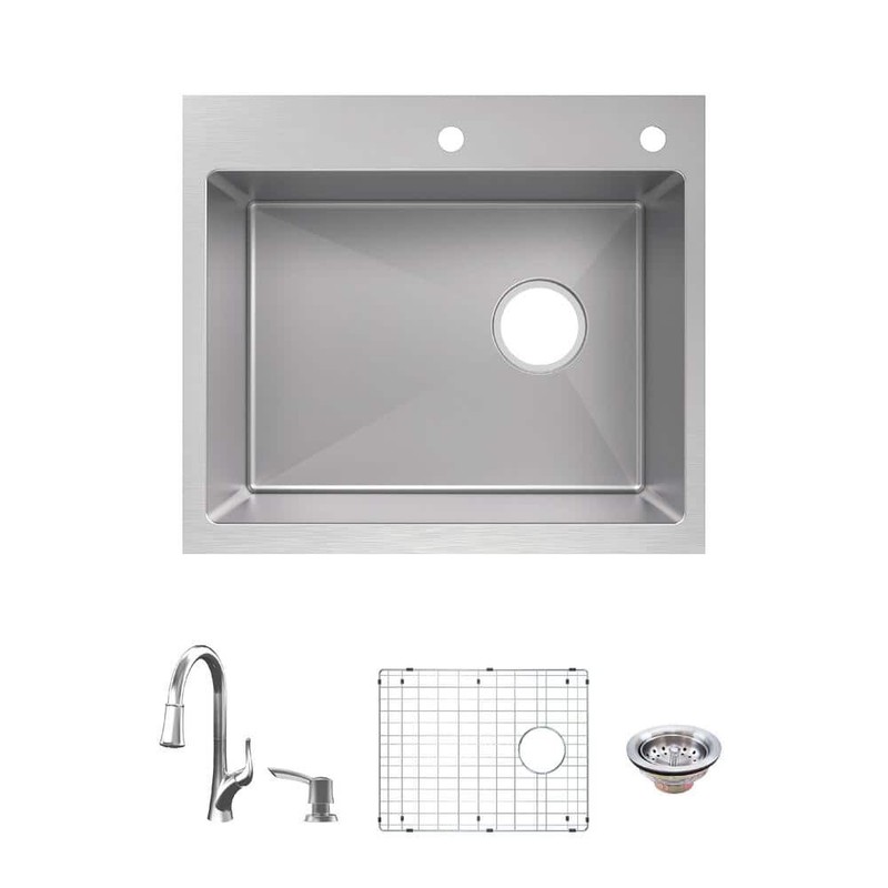 Glacier Bay Dolancourt 25in Single Bowl SS Sink w Faucet