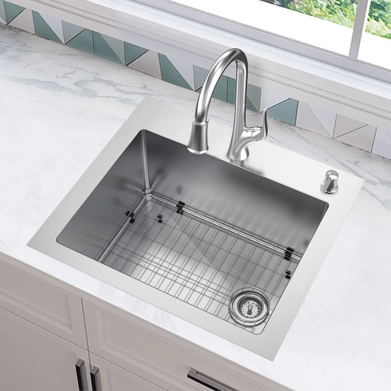 Glacier Bay Dolancourt 25in Single Bowl SS Sink w Faucet - Image 2