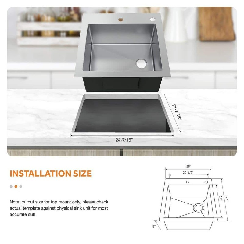 Glacier Bay Dolancourt 25in Single Bowl SS Sink w Faucet - Image 5