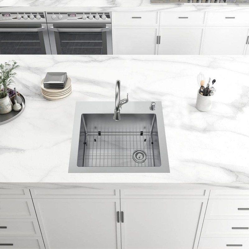 Glacier Bay Dolancourt 25in Single Bowl SS Sink w Faucet - Image 9